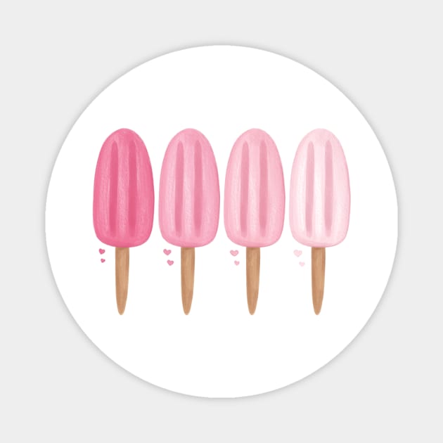 Pink Popsicles Magnet by The Pretty Pink Studio